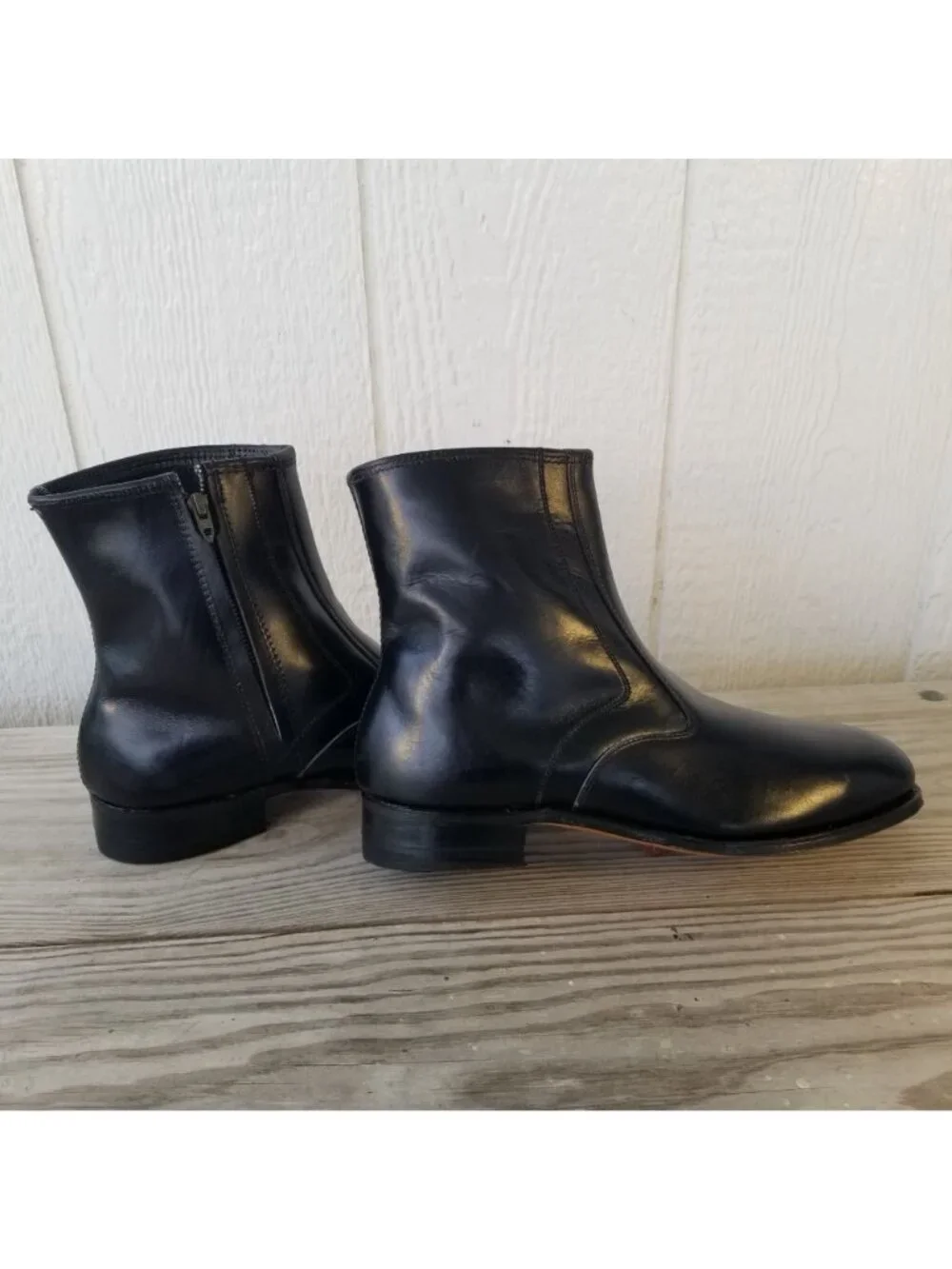 Lehigh Classic Mens Black Leather Ankle Side Zip Boots Steel Toe 9 E 1830 USA